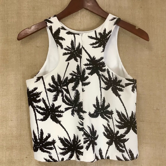 GIANNI BINI black & palm tree racer back top - Picture 2 of 4